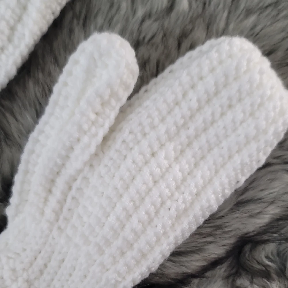 Hand Crochet Vintage Style White Mittens